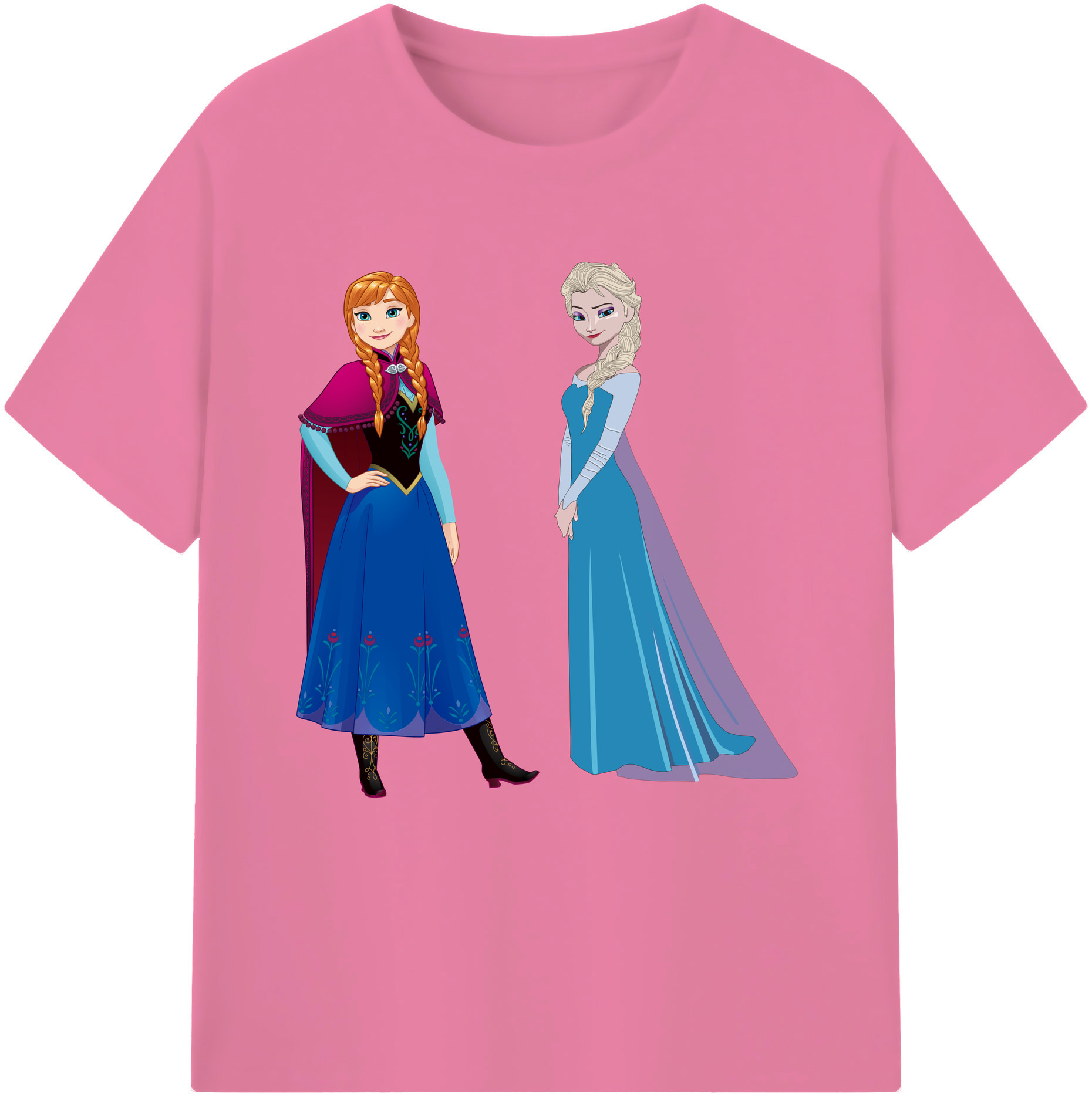 （画像用） アナと雪の女王 アンナ エルサ Frozen Anna Elsa 綿100％半袖Tシャツ（フロントプリント）
